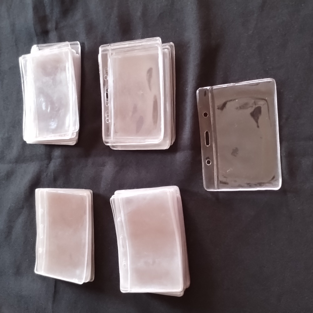 Plastic holders for name tags. Can be used with lanyards I have listed